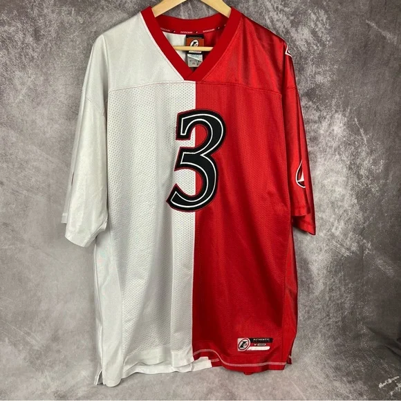 Reebok Iverson Jersey Mens Large Red White Vintage Split Football Embroidered - Picture 9 of 11